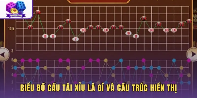 Cấu trúc biểu đồ cầu tài xỉu với ký hiệu và lớp dữ liệu chuỗi